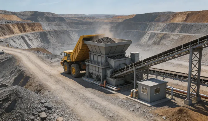 Open pit mining crushing station